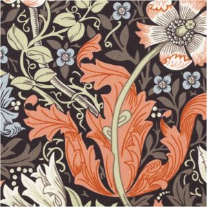 Kanvas m/ blomster William Morris Mørk granit