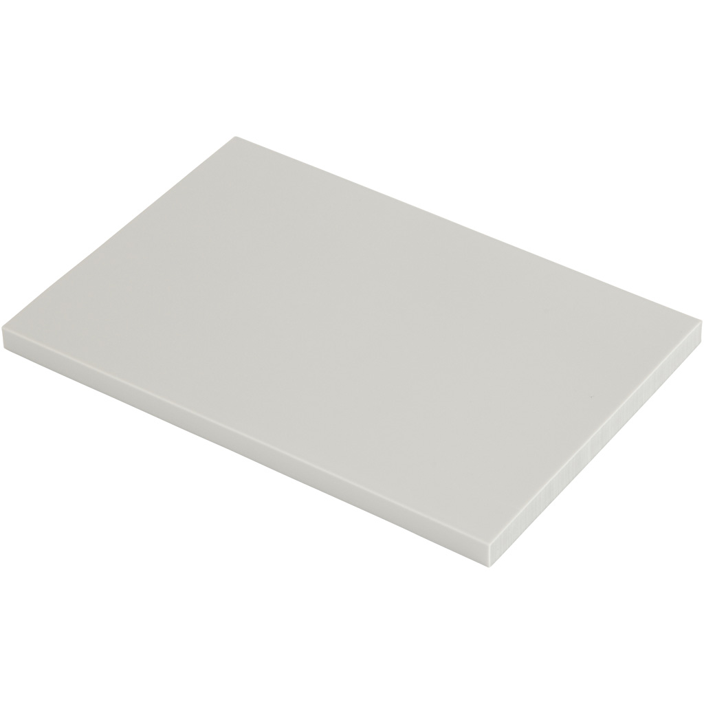 Stempelplade, lys grå, str. 10x15,5 cm, tykkelse 0,8 cm, 1 stk.