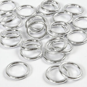 Plastring, 15 mm, tykkelse 2 mm, 25 stk. Sølv
