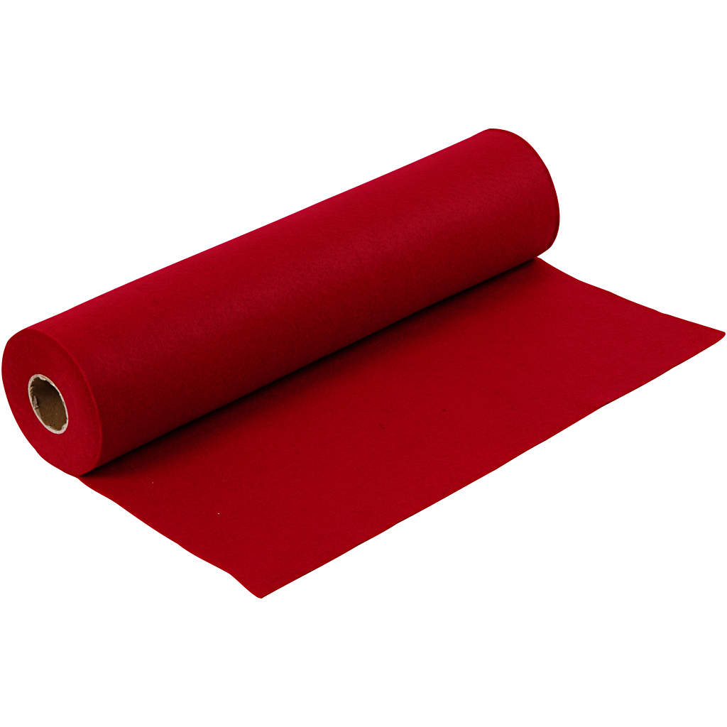 Hobbyfilt, gl. rød, B: 45 cm, tykkelse 1,5 mm, 180-200 g, 5 m/ 1 rl.
