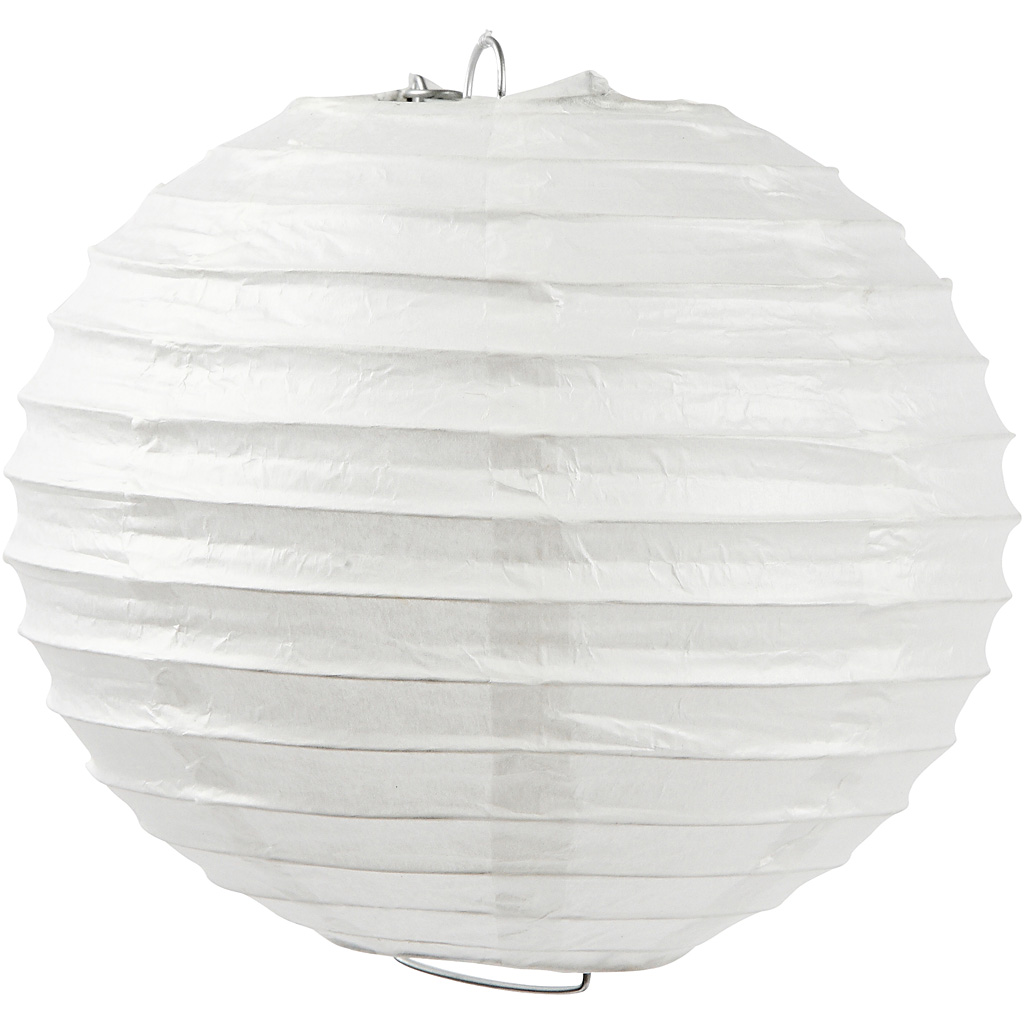 Rispapirlampe, hvid, Rund, diam. 35 cm, 1 stk.