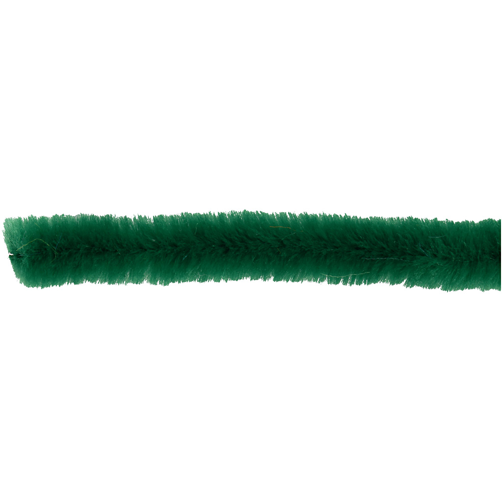 Chenille, mørk grøn, L: 30 cm, tykkelse 6 mm, 50 stk./ 1 pk.