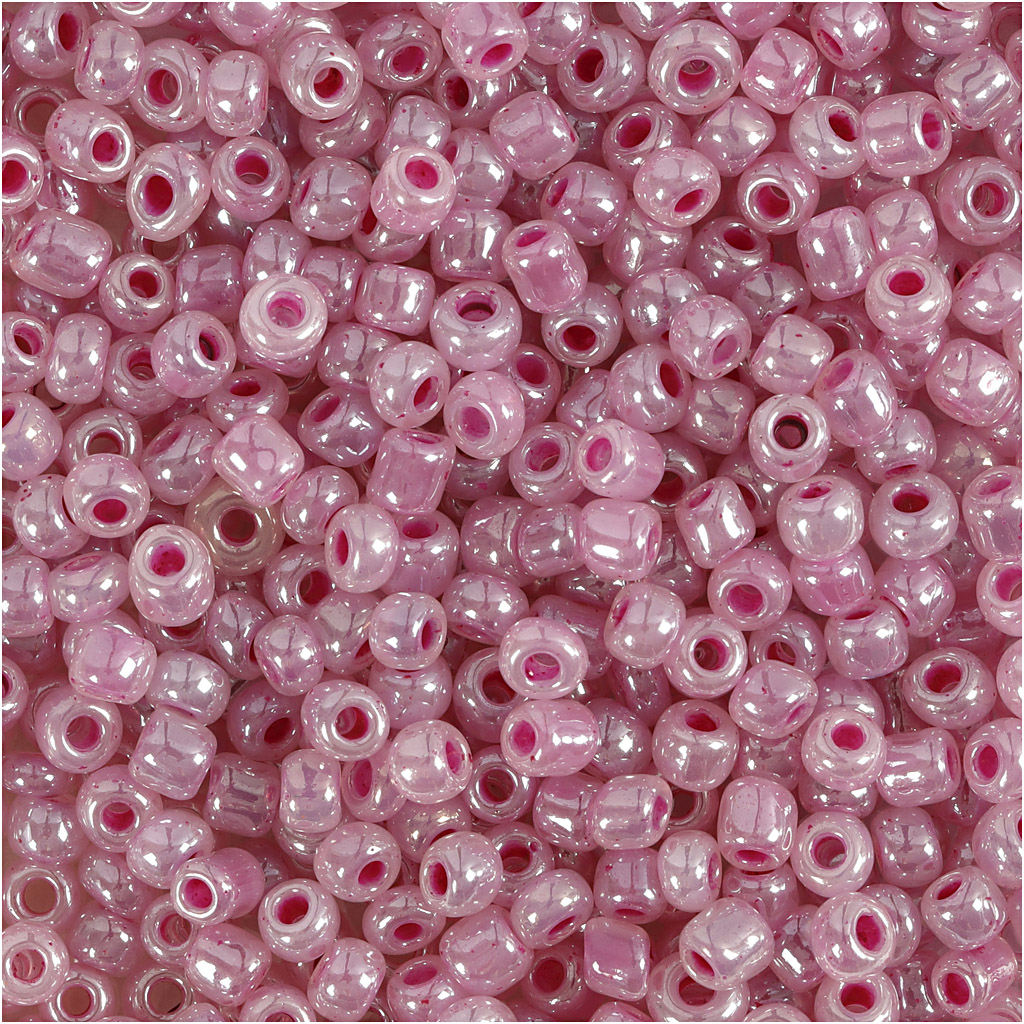 Rocaiperler, pink, diam. 3 mm, str. 8/0 , hulstr. 0,6-1,0 mm, 25 g/ 1 pk.