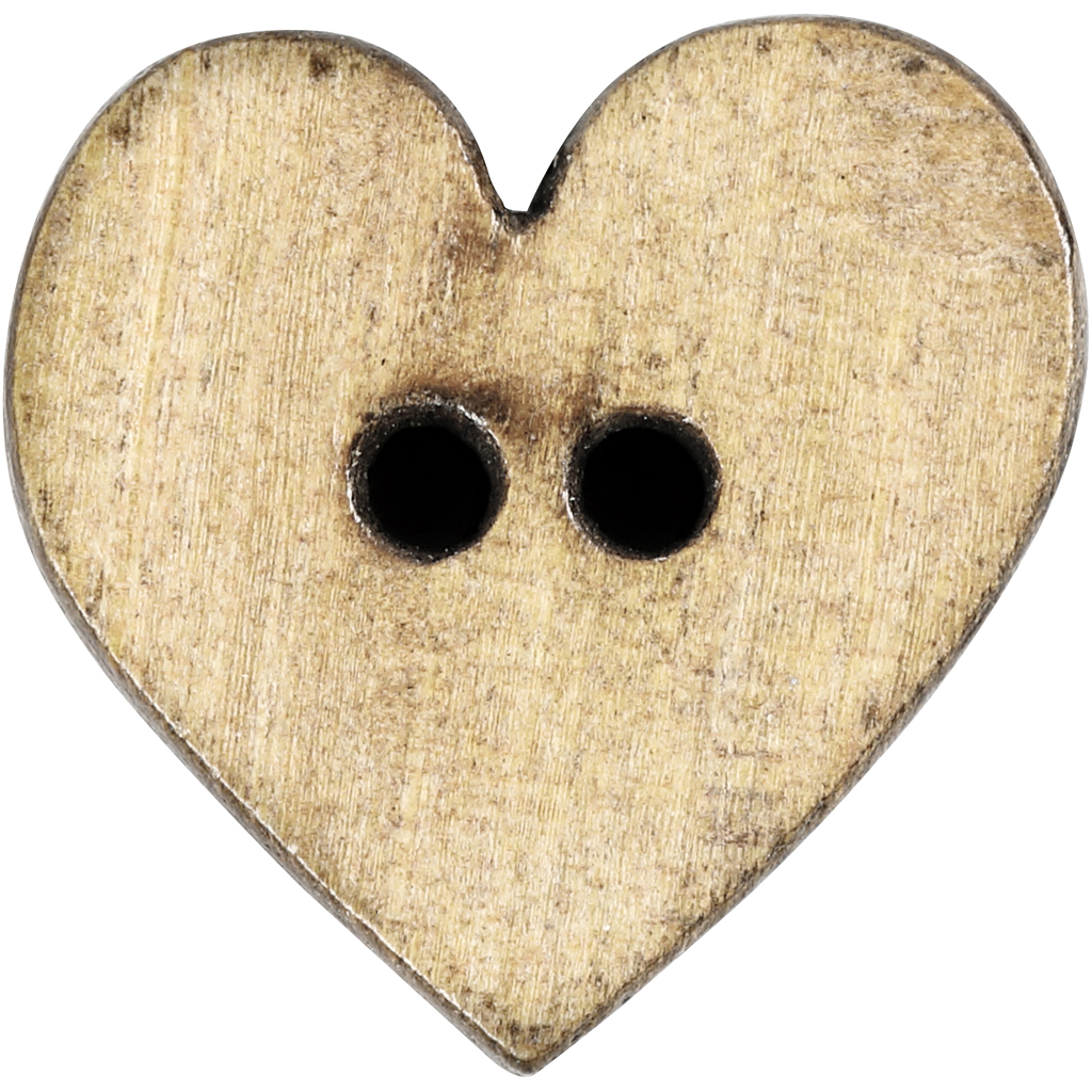 Hjerteknap i træ, 15 mm