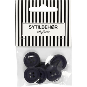 Bluseknap 4-huls, 18 mm, 6stk. Marine