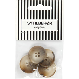 Habitknap 4-huls, 23 mm, 4 stk. Beige/lysebrun