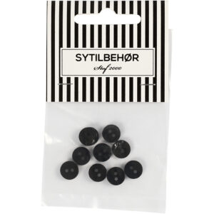 Skjorteknap 2-huls, 9 mm, 10stk. Sort
