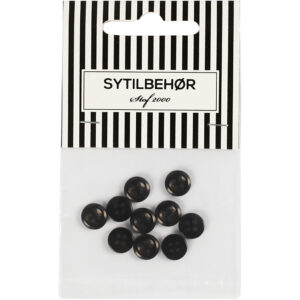 Skjorteknap 4-huls, 9 mm, 10stk. Sort