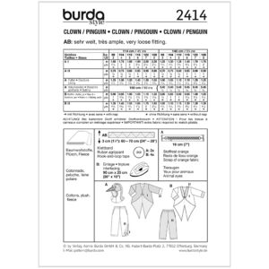 Klovn/pingvin Burda Kids 2414 str. 98-128