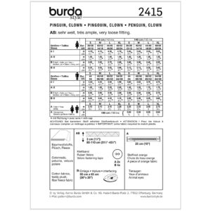 Klovn/pingvin Burda 2415 str. 36/38 - 48/50