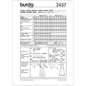 Kjole/jakke/vest karneval Burda 2457 str. 36-48