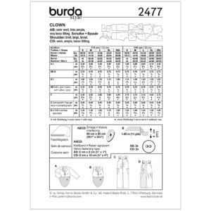Klovn Burda 2477 str. 36/38 - 52/54