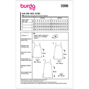 Kjole Burda 5996 str. 34-48