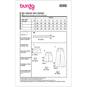 Bukser/Shorts Burda 6008 str. 34-48