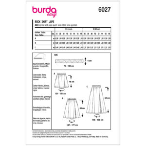 Nederdel Burda 6027 str. 34-48