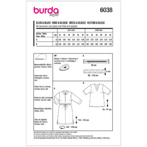 Kjole/bluse Burda 6038 str. 44-54