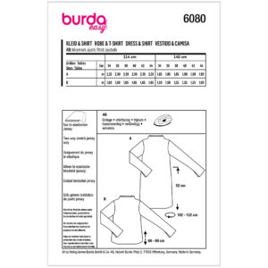 Kjole/bluse Burda 6080 str. 34-44