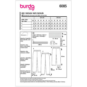 Bukser Burda 6085 str. 34-44