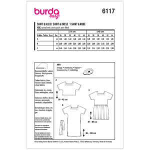 T-shirt/kjole Burda 6117 str. 34-44
