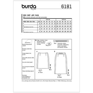 Nederdel Burda 6181 str. 34-44
