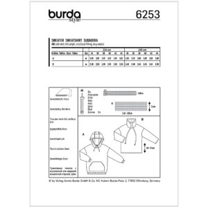 Sweatshirt Burda 6253 str. 34-44