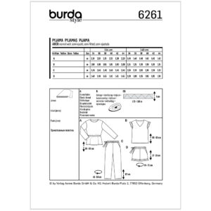 Pyjamas Burda 6261 str. 34-44