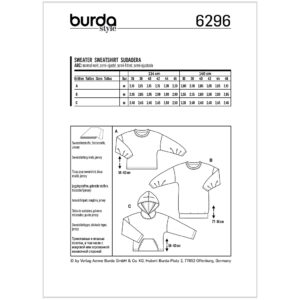 Sweatshirt Burda 6296 str. 34-46