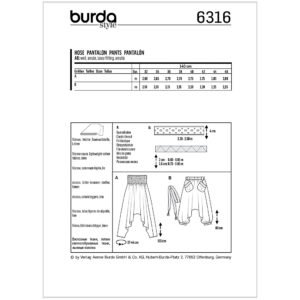 Bukser Burda 6316 str. 32-46
