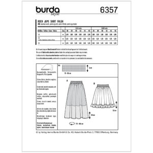 Nederdel Burda 6357 str. 36-46