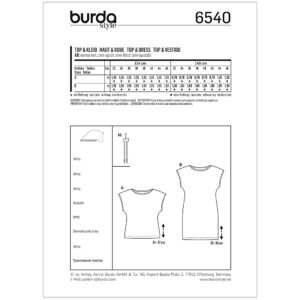 Top/kjole Burda 6540 str. 32-46