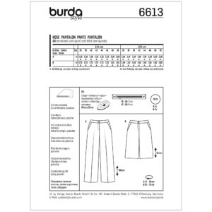 Bukser Burda 6613 str. 36-50