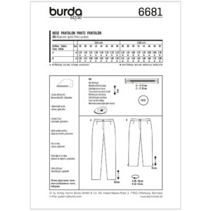 Bukser Burda 6681 str. 36-50