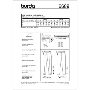 Bukser Burda 6689 str. 36-46