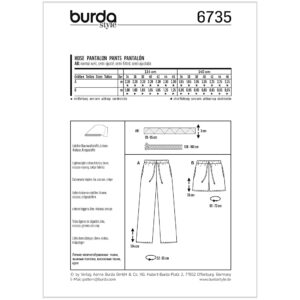 Bukser/shorts Burda 6735 str. 34-46