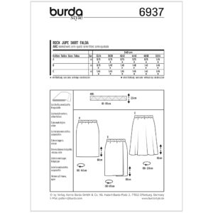 Nederdel Burda 6937 str. 32-54