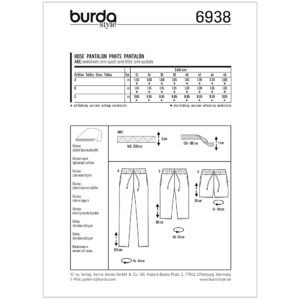 Bukser/shorts Burda 6938 str. 32-46