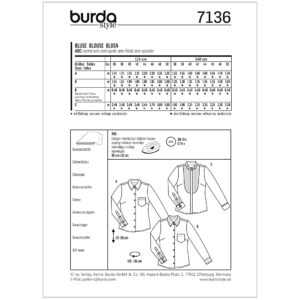 Bluse Burda 7136 str. 36-50