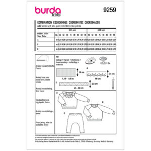 Bluse/bukser Burda Kids 9259 str. 56-98