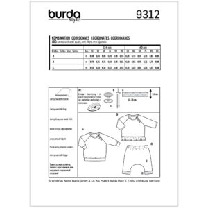 Sweatshirt/bukser Burda Kids 9312 str. 56-86
