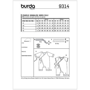 Romper Burda Kids 9314 str 56-86