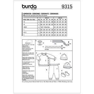 Bluse/bukser Burda Kids 9315 str. 56-80