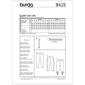 Leggings Burda Kids 9415 str. 97-140