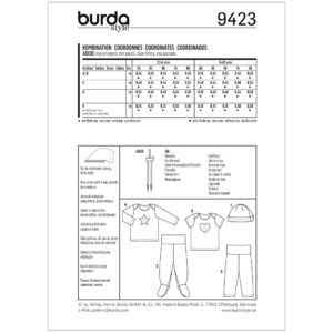Bluse/Bukser/Hue Burda Baby 9423 str. 56-80