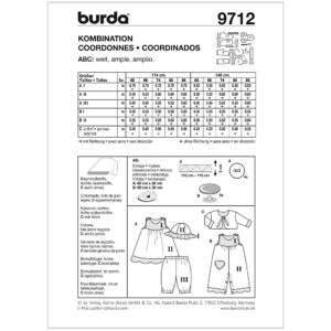 Kjole/Bluse/Bukser Burda Baby str 62-86