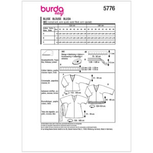 Bluse/Tunika Burda 5776 str. 34-48.