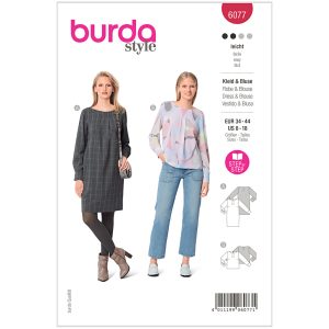 Kjole/bluse Burda 6077 str. 34-44