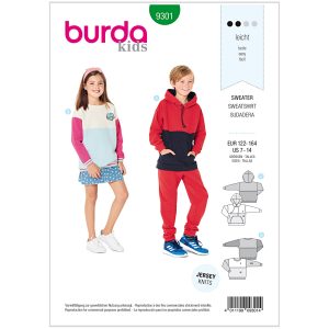 Sweatshirt Burda 9301 str. 122-164