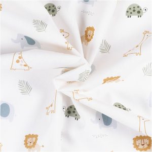 Bomuldspoplin m/ safari dyr Trend white