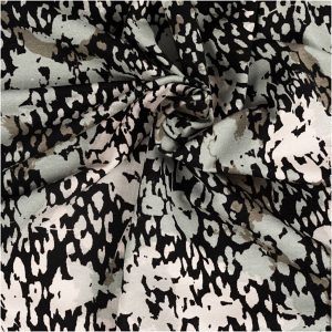 Viscose jersey m/ grafiske blomster Sort