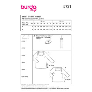 T-Shirt Burda Curvy 5731 str. 44-54